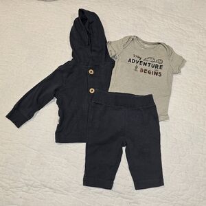 3M Carter's Navy Hoodie and Striped Outfit Set